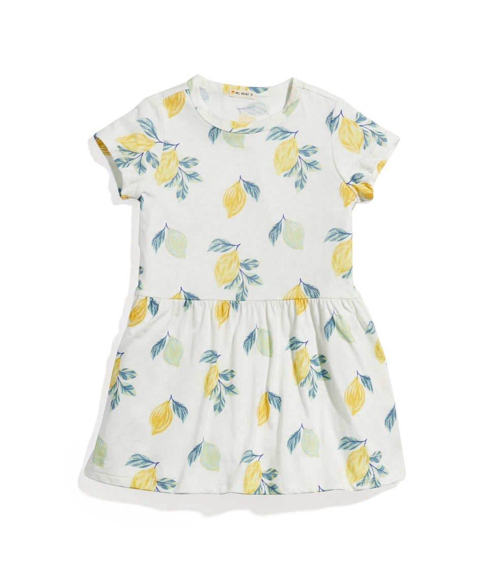 Mini T-Shirt Dress in White Lemon Print ...